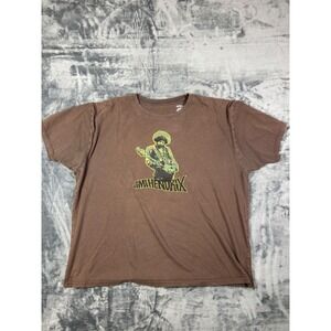 Jimi Hendrix Graphic T-Shirt Brown XL Vintage Style 100% Cotton Music Tee